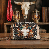 Westavelle Floral Longhorn Spirit Leather Crossbody Bag