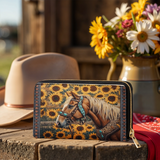 Westavelle Golden Horse & Sun Leather Wallet Purse