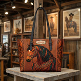 Westavelle Regal Horse Bloom Leather Tote Bag