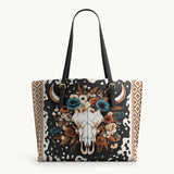 Westavelle Floral Longhorn Spirit Leather Tote Bag