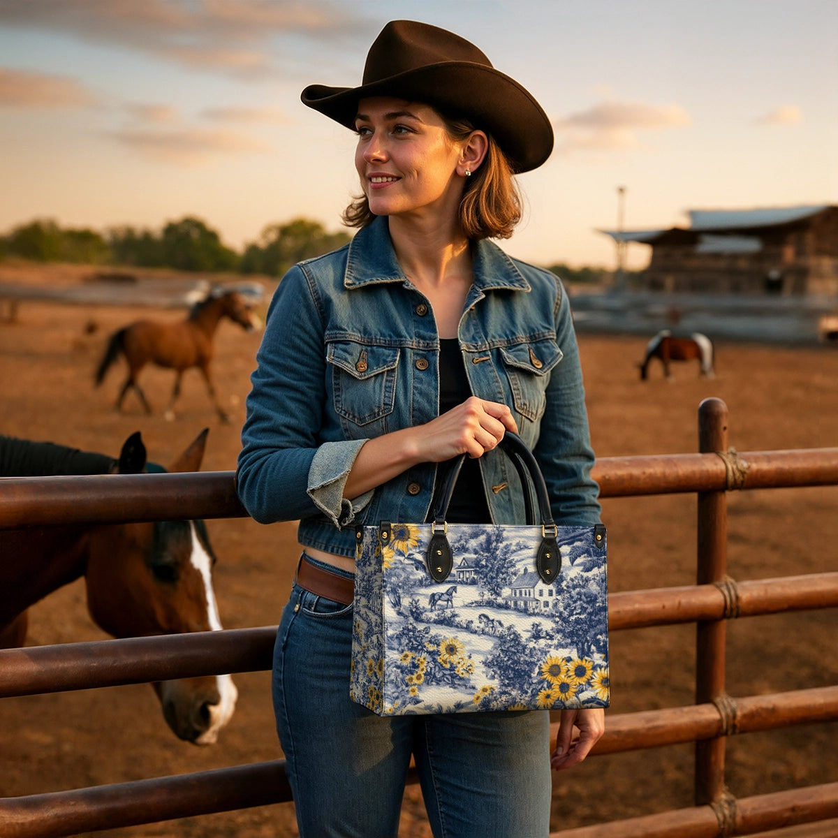 Westavelle Toile Sunflower Prairie Leather Bag