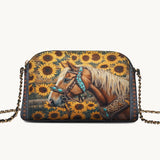 Westavelle Golden Horse & Sun Leather Crossbody Bag