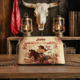 Westavelle Personalized Wild Rose Rider Leather Crossbody Bag