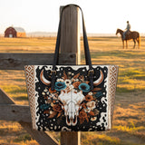 Westavelle Floral Longhorn Spirit Leather Tote Bag