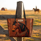 Westavelle Regal Horse Bloom Leather Tote Bag