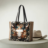 Westavelle Floral Longhorn Spirit Leather Tote Bag