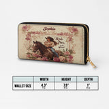 Westavelle Personalized Wild Rose Rider Leather Wallet Purse