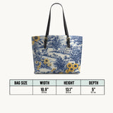 Westavelle Toile Sunflower Prairie Leather Tote Bag