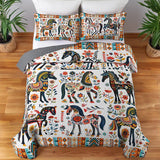 Westavelle Horse Floral Pattern Quilt 3-Piece Set