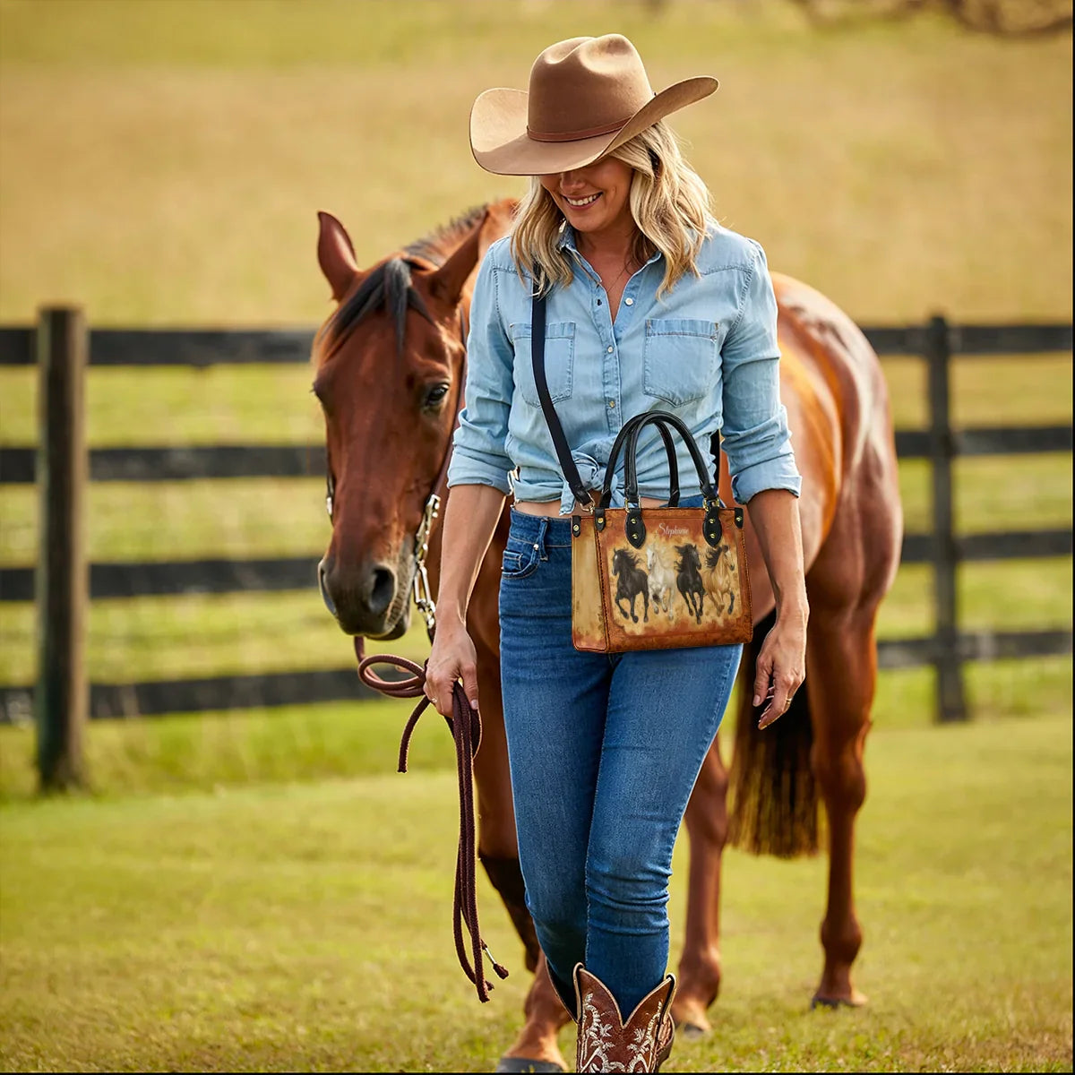 Westavelle Personalized Galloping Horse Legacy Leather Bag