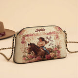 Westavelle Personalized Wild Rose Rider Leather Crossbody Bag
