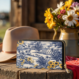 Westavelle Toile Sunflower Prairie Leather Wallet Purse
