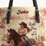 Westavelle Personalized Wild Rose Rider Leather Tote Bag