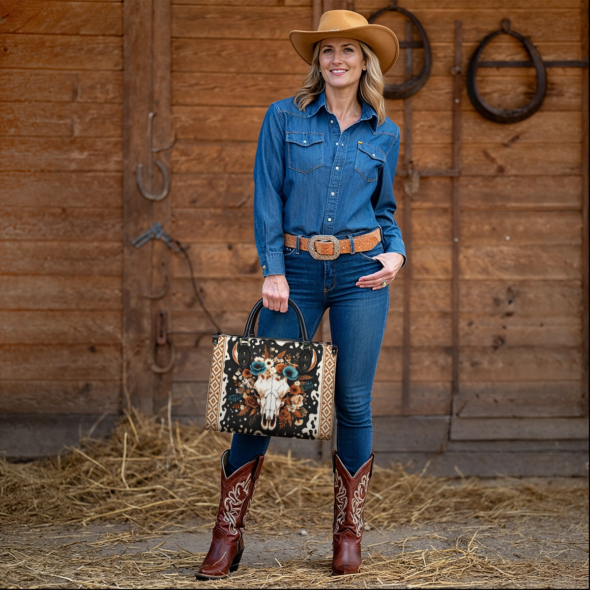Westavelle Floral Longhorn Spirit Leather Bag
