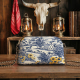 Westavelle Toile Sunflower Prairie Leather Crossbody Bag