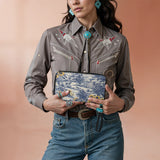 Westavelle Toile Sunflower Prairie Leather Wallet Purse