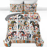 Westavelle Horse Floral Pattern Quilt 3-Piece Set