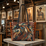 Westavelle Tribal Horse Majesty Leather Tote Bag