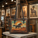 Westavelle Desert Storm Horse Leather Tote Bag