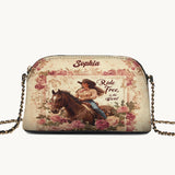 Westavelle Personalized Wild Rose Rider Leather Crossbody Bag