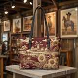Westavelle Rustic Bloom Leather Tote Bag