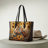Westavelle Golden Horse & Sun Leather Tote Bag