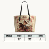 Westavelle Personalized Wild Rose Rider Leather Tote Bag
