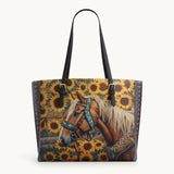 Westavelle Golden Horse & Sun Leather Tote Bag
