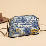 Westavelle Toile Sunflower Prairie Leather Crossbody Bag